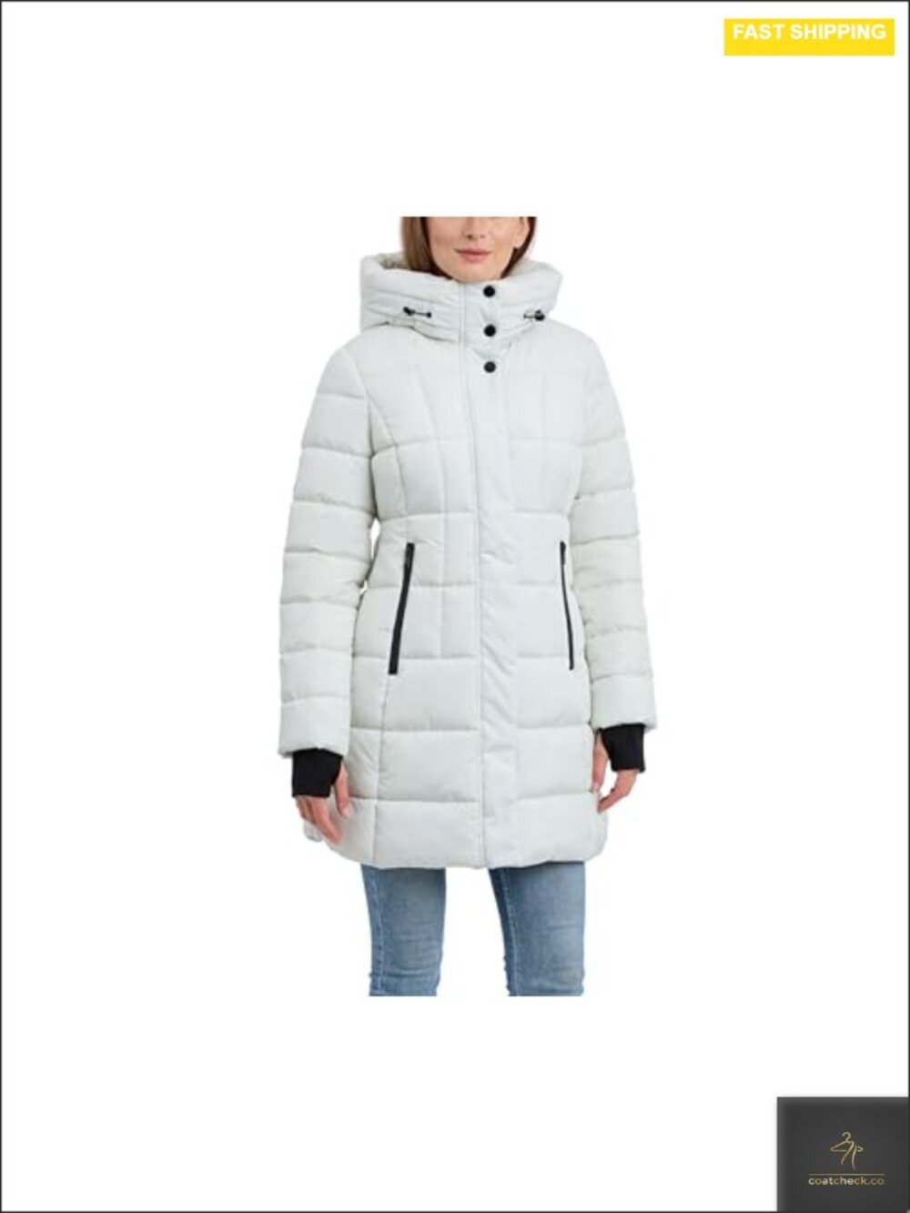 Heavyweight Puffer Jacket with Plaid Hooded Lining, 100% Polyester, Front Zip,